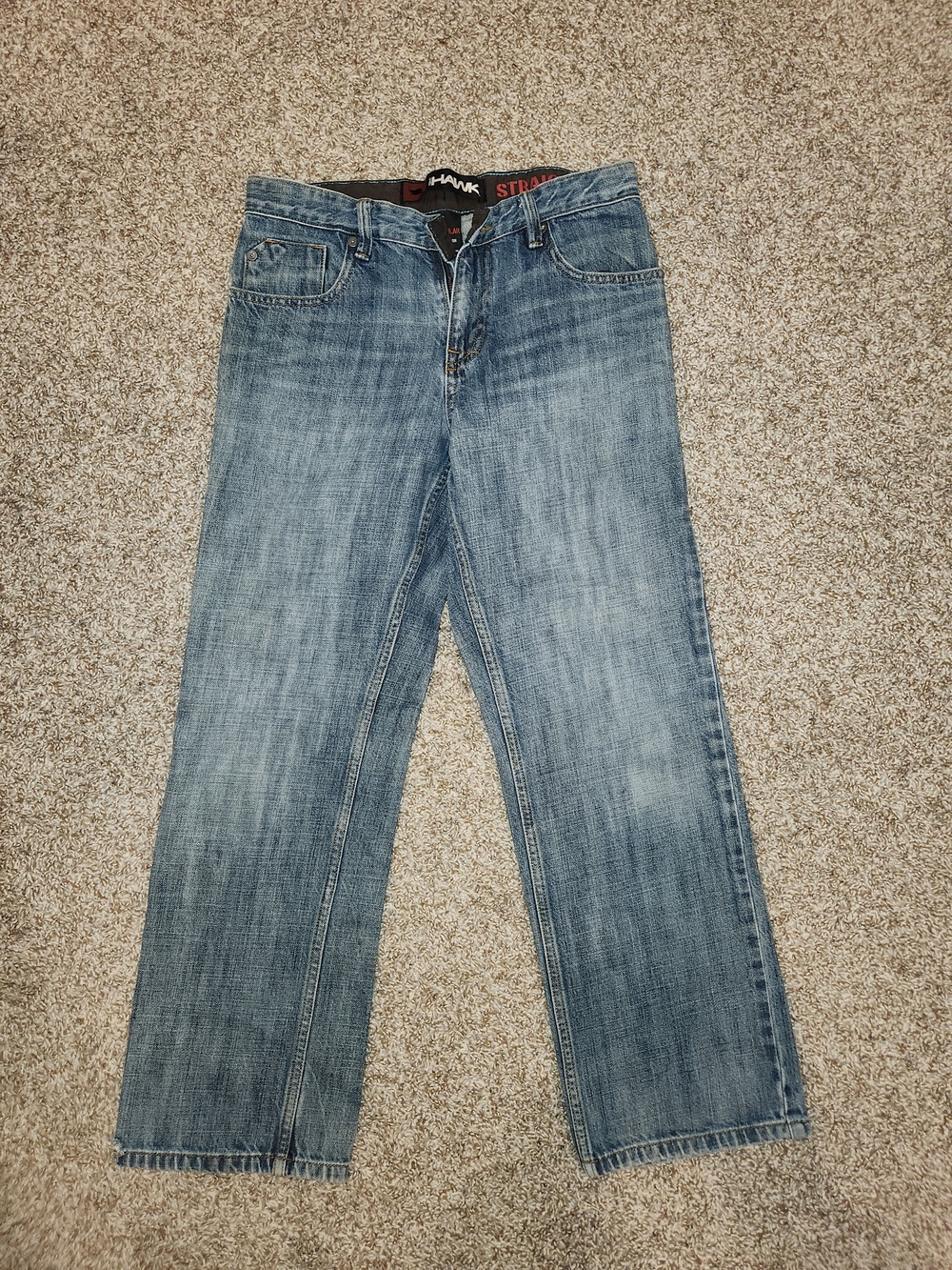 Tony Hawk Distressed Blue Denim Jeans with Teal Stitching
